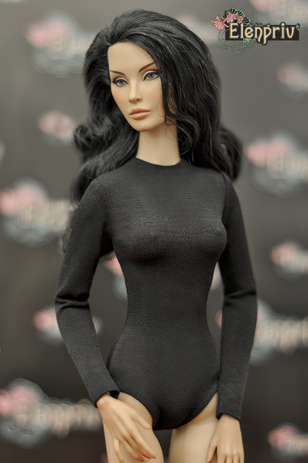 ELENPRIV black silk oersize shirt blouse for Fashion royalty FR:16 ITBE dolls