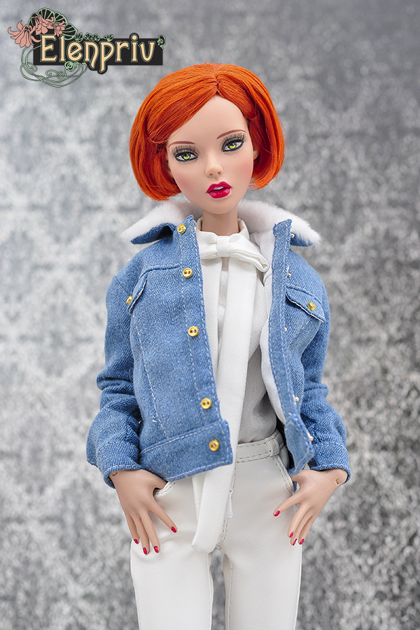 Pink leather pencil skirt for Tonner Deja Vu dolls and similar body size dolls