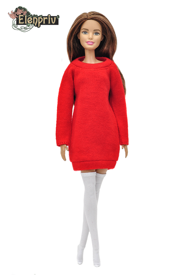 bright red sweater dress