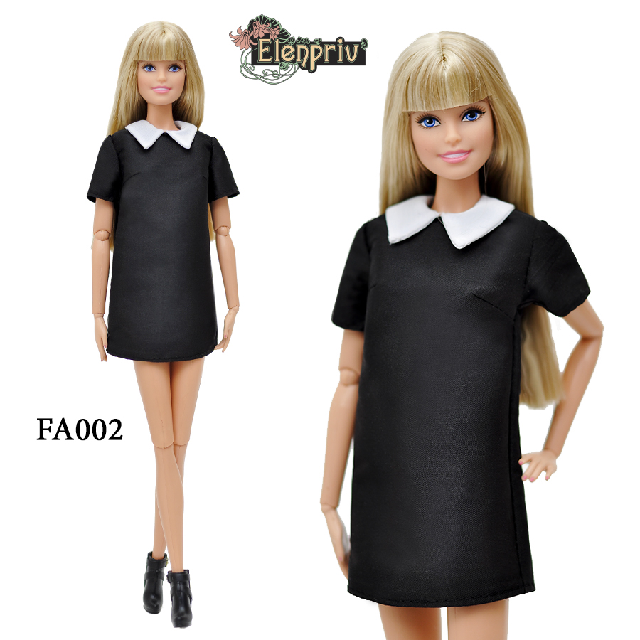 black mini dress with white collar
