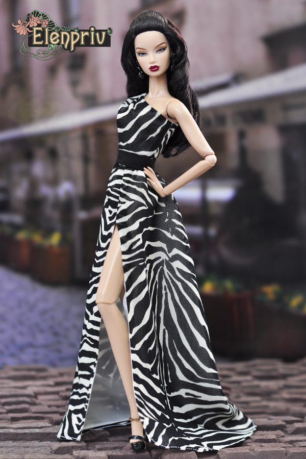 Zebra Dress Gown Outfit For Silkstone Barbie Fashion Royalty Integrity Toys FR 