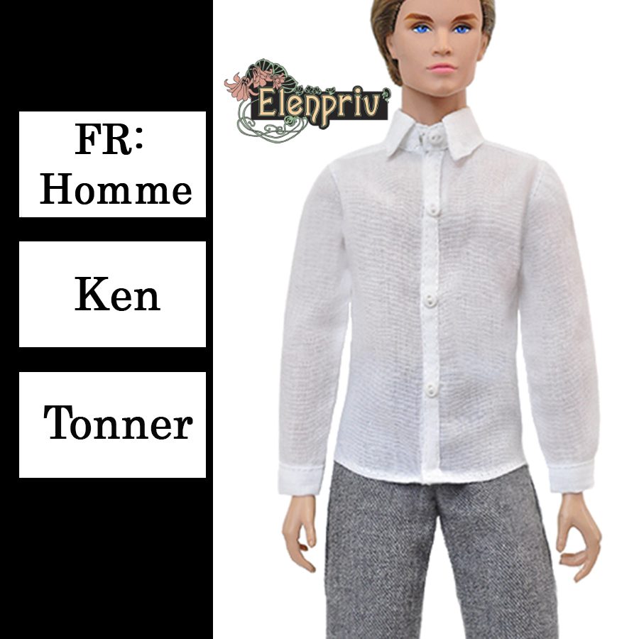 White cotton shirt {Choose size} 16″ Tonner Homme Matt O'Neill body dolls,  12″ Fashion royalty FR HOMME, Ken male dolls clothes – ELENPRIV doll  fashions