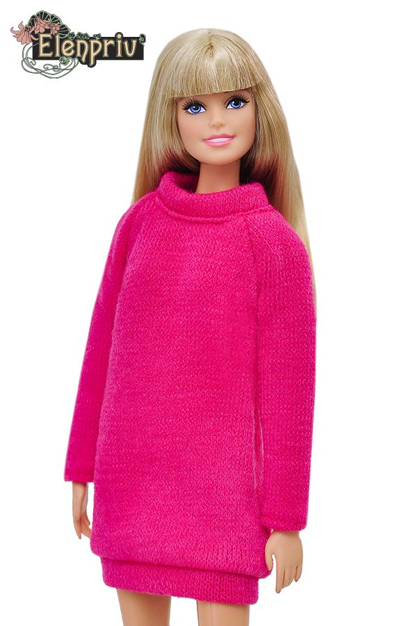 for Nu Face 12 16 doll fashion clothes outfit PRE-ORDER knitted sweater dress  for Barbie for Poppy Parker for FR