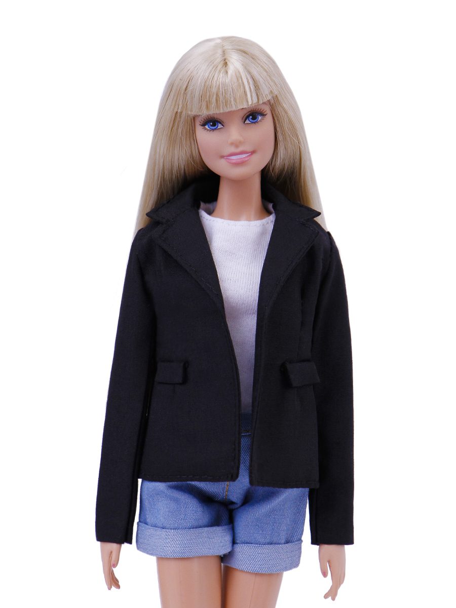 ELENPRIV FA outfit#21 white jacket+shorts+white top for Barbie Pivotal MTM dolls 