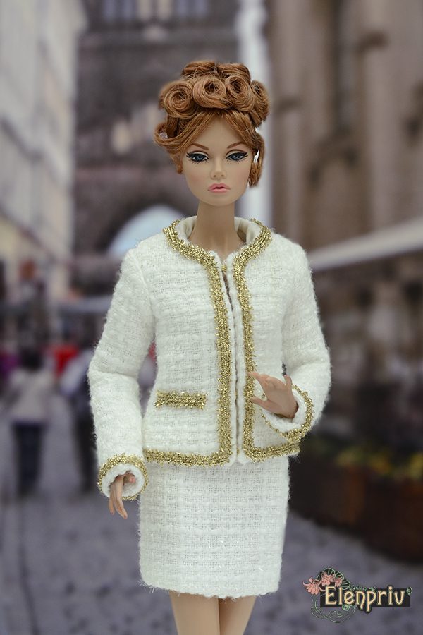 2color Doll Clothes Gold-decorated Tweed Jacket Fits Silkstone -   Denmark