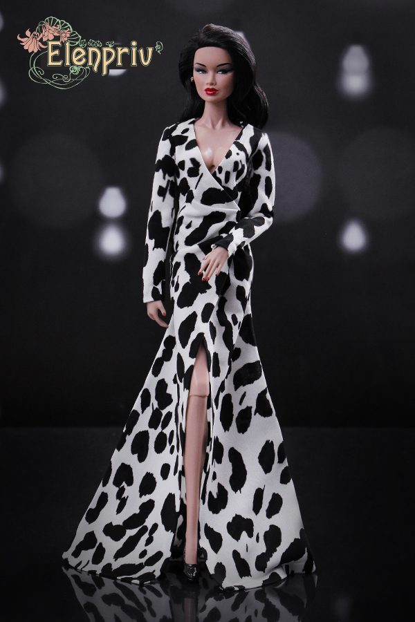 Black and white animal print dress Choose size Fashion royalty FR2 Poppy Parker Blythe 11 1 2 Brb Yoga Curvy Momoko 12 dolls ELENPRIV doll fashions