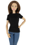 ELENPRIV FA015-02 white jersey cotton T-shirt with long sleeves for Barbie dolls 