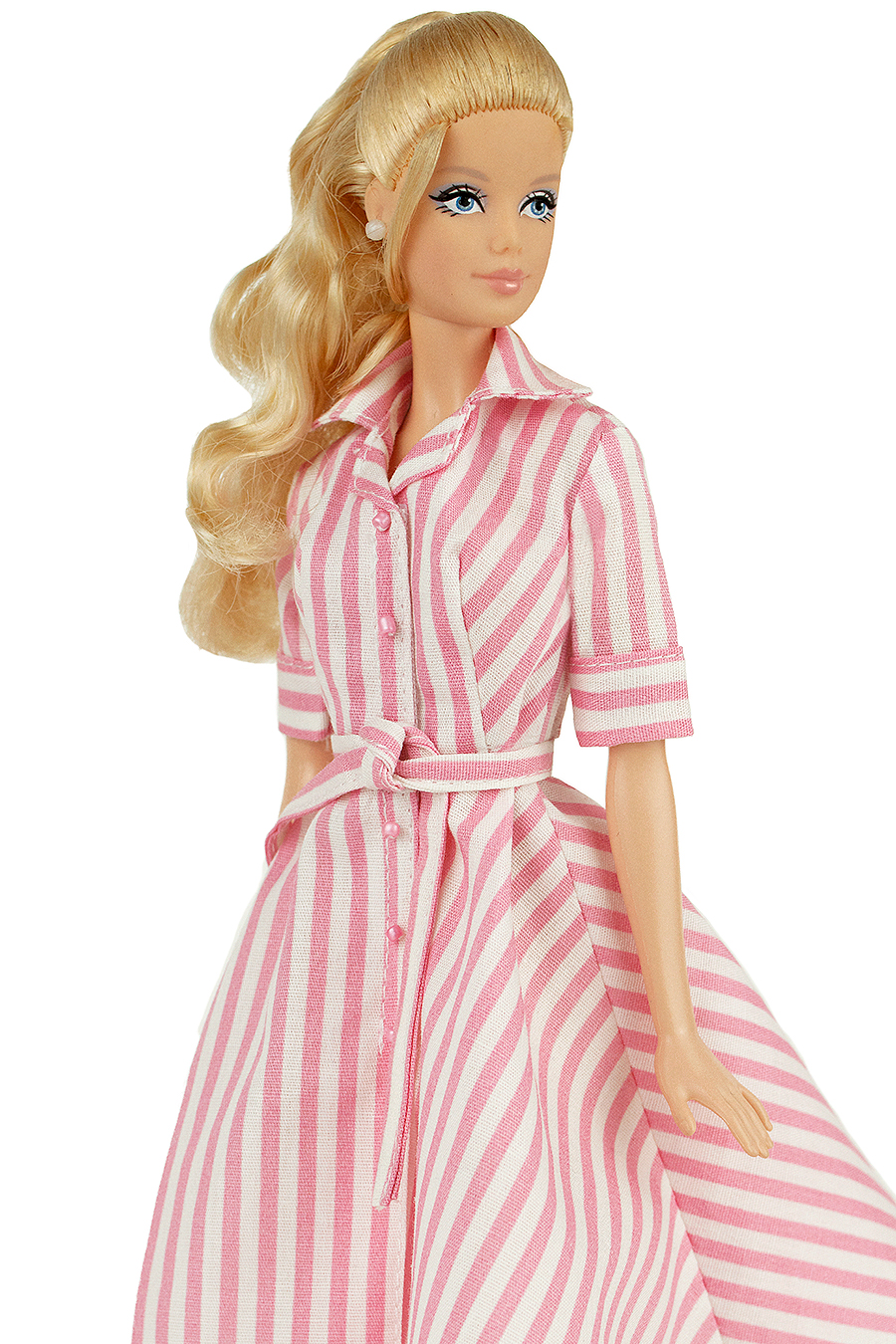 ELENPRIV FA008 pink/white checkered dress-shirt for Barbie Pivotal MTM FR2 doll