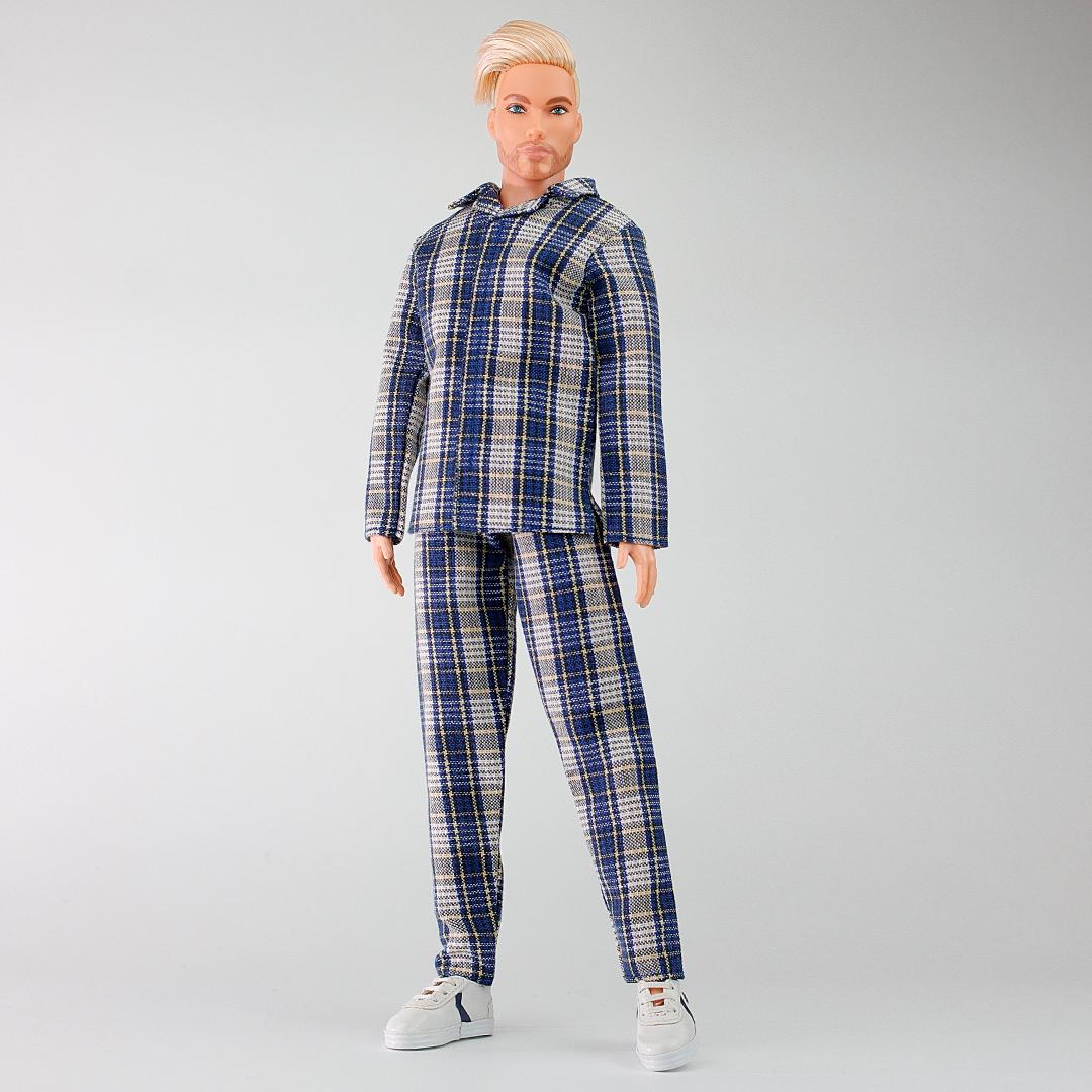 FA-025M-05 Classic blue plaid pajamas for Ken BMR Fashionista and similar  body size dolls – ELENPRIV doll fashions