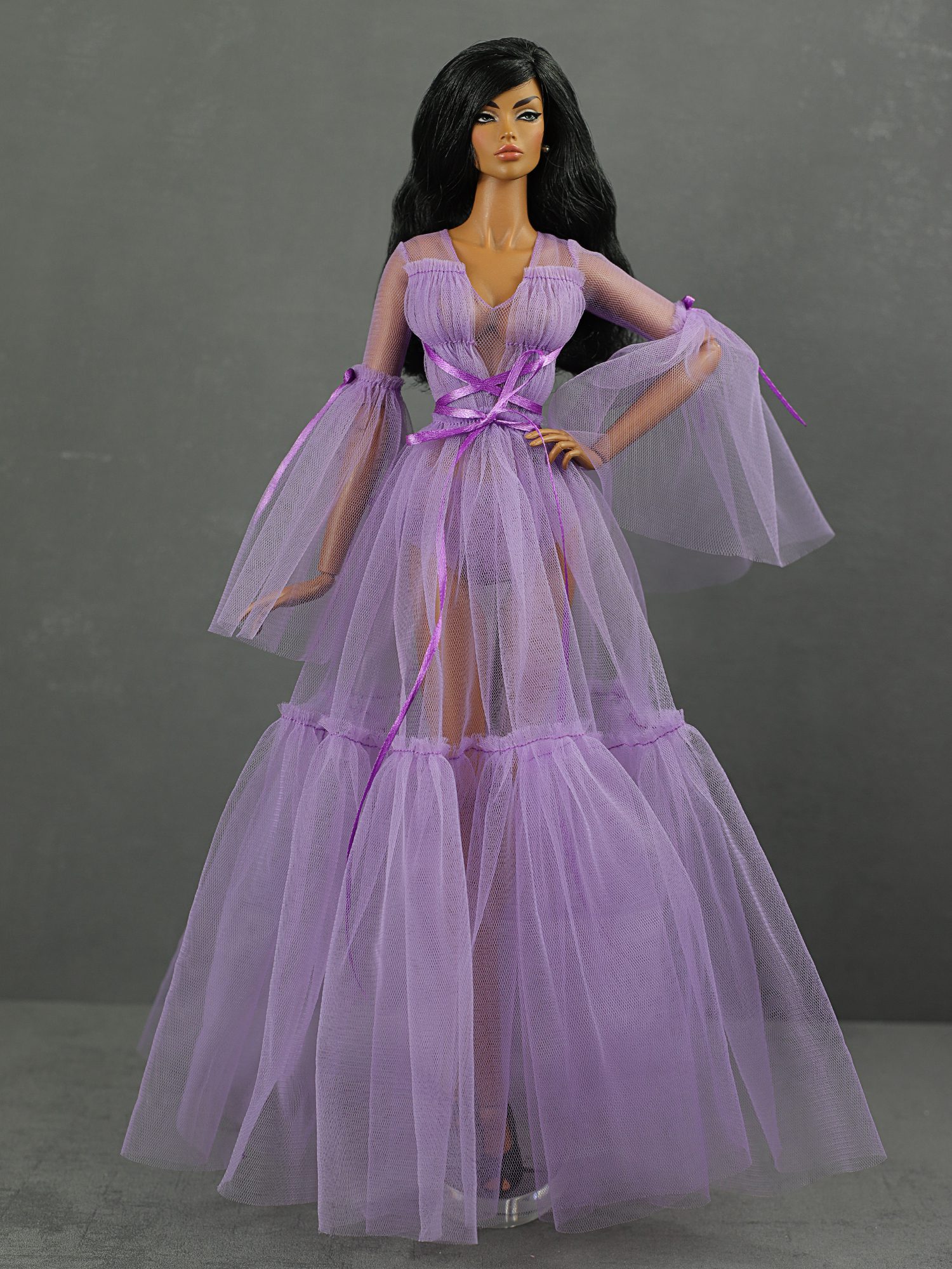 LE-011-16 Pale lilac semi-transparent negligee dress outfit for  Fashion Royalty 16" dolls and similar dolls