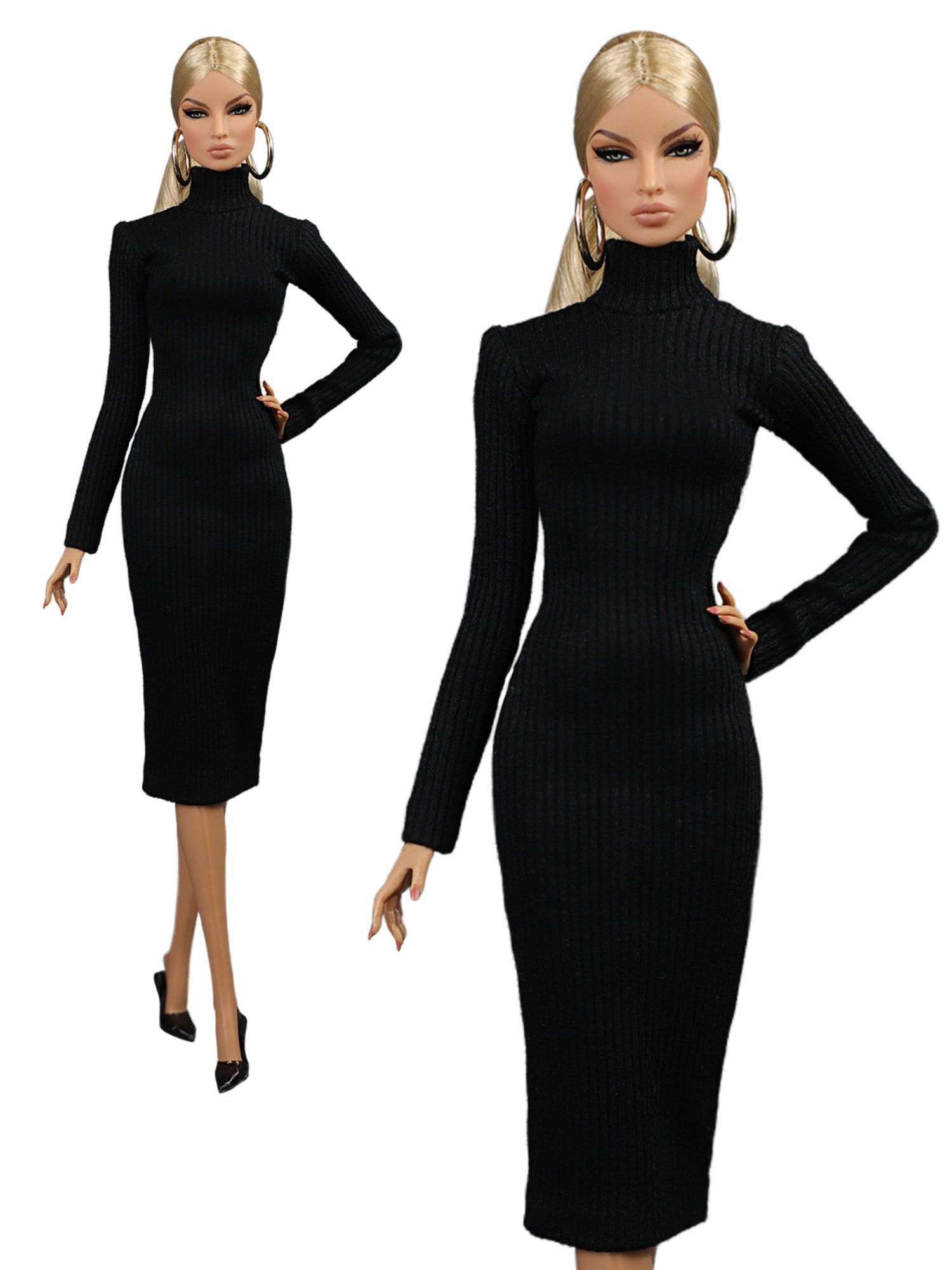 FA-064-01 Black dress for 11 1/2 Prime; Brb Pivotal Made-to-Move, Fashion Royalty, Poppy Parker doll and similar dolls