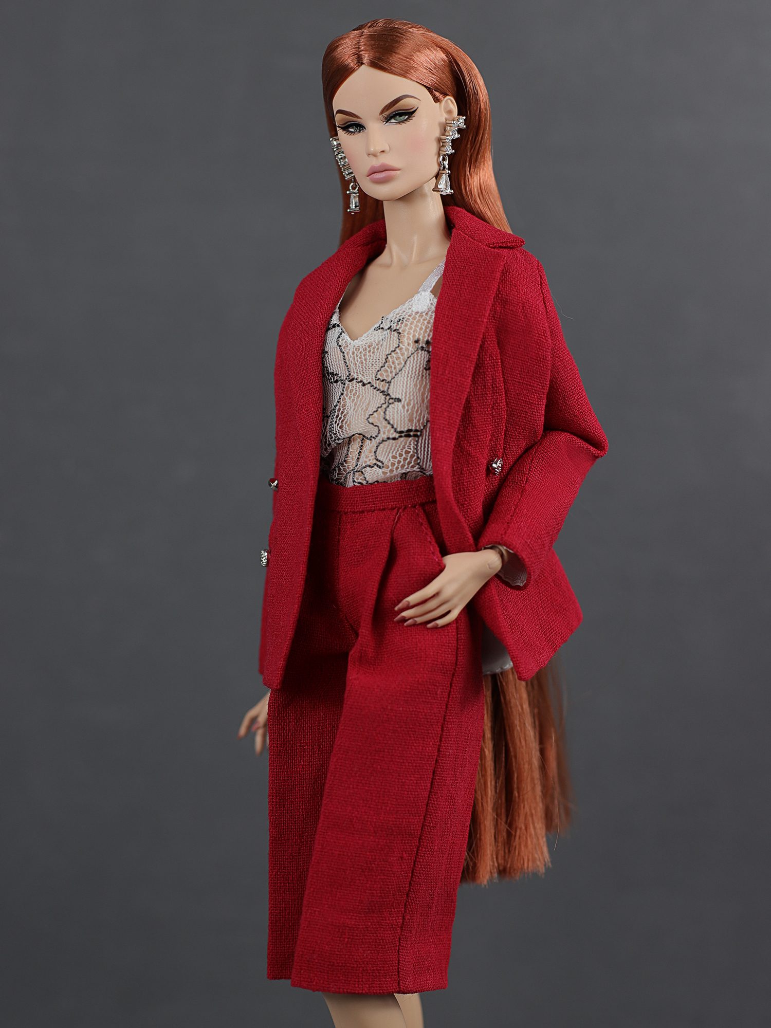 Set of clothes jacket and shorts "Juicy strawberries" for Fashion Royalty, NuFace 12'' dolls