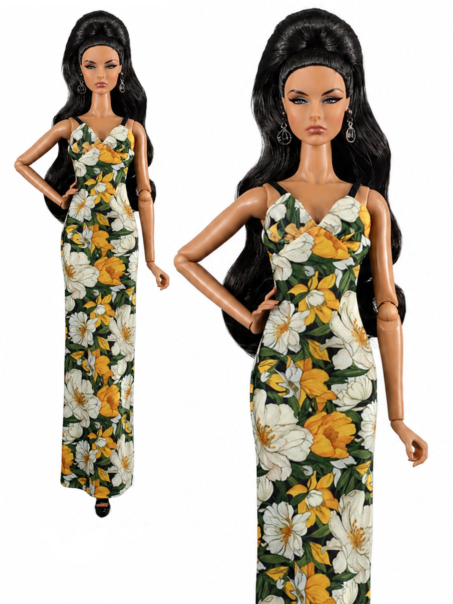 FA-050-72 Flower printed dress for Fashion Royalty, Poppy Parker doll and similar dolls