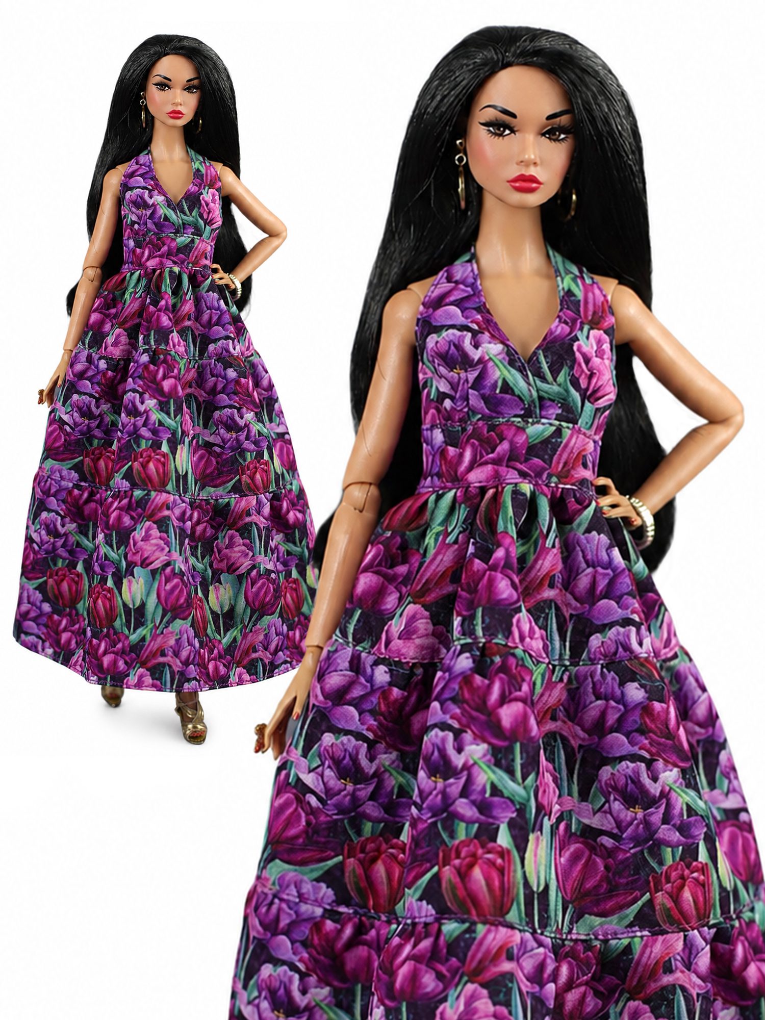 FA-021-09 Flower printed sundress for Fashion Royalty, Poppy Parker doll and similar dolls