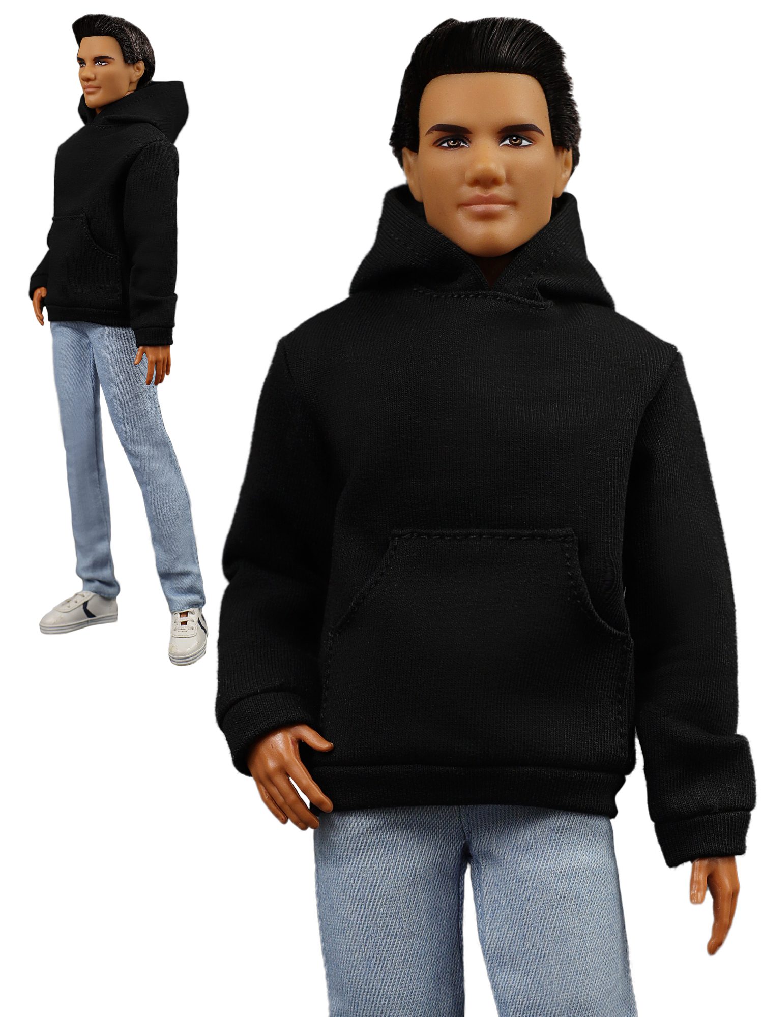 FA-003M-05 Black hoodie for Ken Fashionista BMR dolls and similar body size male dolls