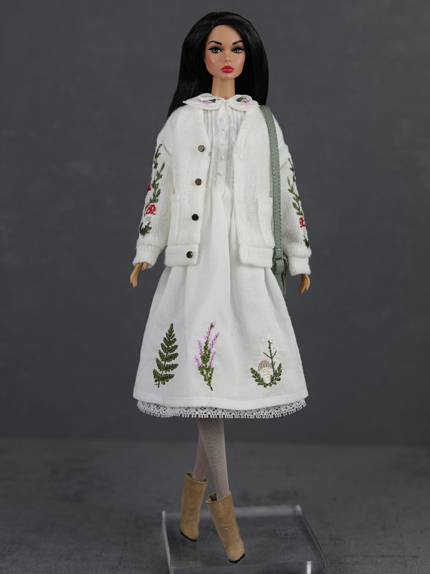 Cardigan “Forest Treasures” “Fly Agaric Mushrooms and Forest Herbs” clothing for 29 cm dolls, such as Brb, Poppy Parker and similar size dolls